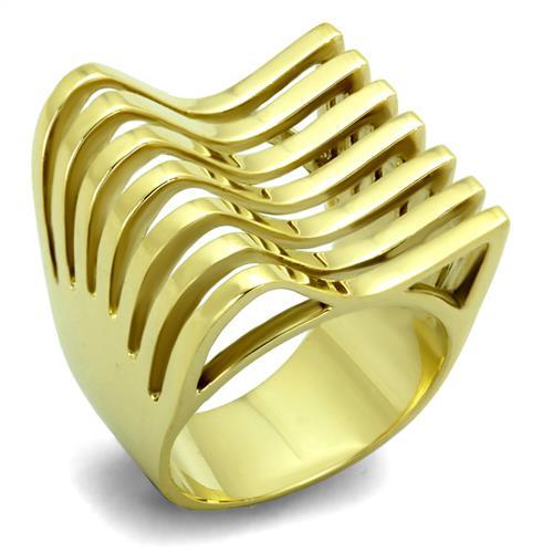 TK1628 - IP Gold(Ion Plating) Stainless Steel Ring with No Stone-0