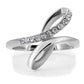 TK162 - High polished (no plating) Stainless Steel Ring with Top Grade Crystal  in Clear-2