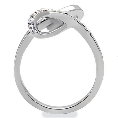 TK162 - High polished (no plating) Stainless Steel Ring with Top Grade Crystal  in Clear-3