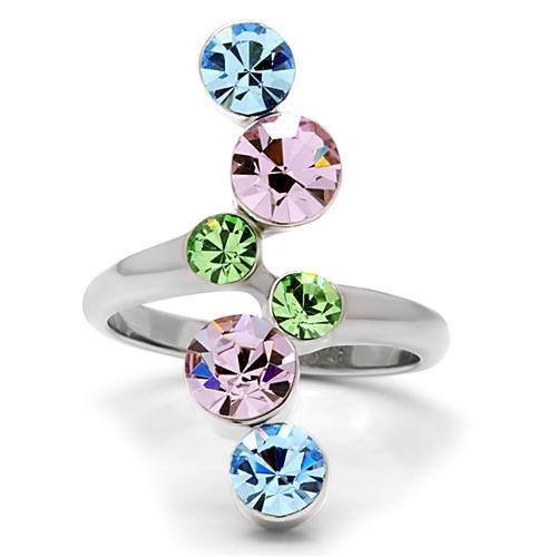 TK163  - Rhodium Brass, AAA CZ , Multi Color - TK163-4