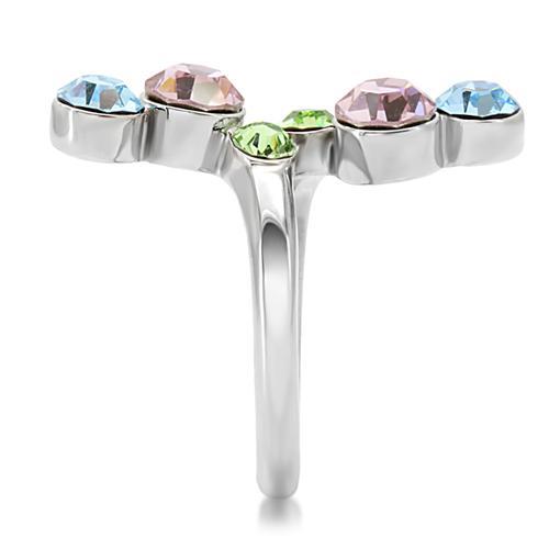 TK163  - Rhodium Brass, AAA CZ , Multi Color - TK163-2