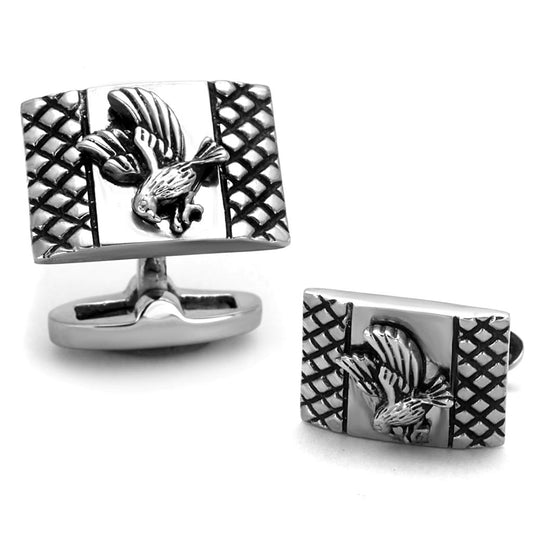 TK1655 - High polished (no plating) Stainless Steel Cufflink with No Stone-0