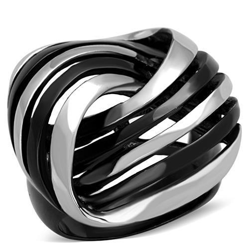 TK1660 - Two-Tone IP Black Stainless Steel Ring with No Stone-0
