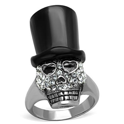 TK1662 - Two-Tone IP Black Stainless Steel Ring with Top Grade Crystal  in Clear-0