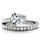 TK166 - High polished (no plating) Stainless Steel Ring with AAA Grade CZ  in Clear-2