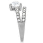 TK166 - High polished (no plating) Stainless Steel Ring with AAA Grade CZ  in Clear-4