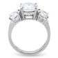 TK168 - High polished (no plating) Stainless Steel Ring with AAA Grade CZ  in Clear-3