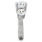 TK168 - High polished (no plating) Stainless Steel Ring with AAA Grade CZ  in Clear-4