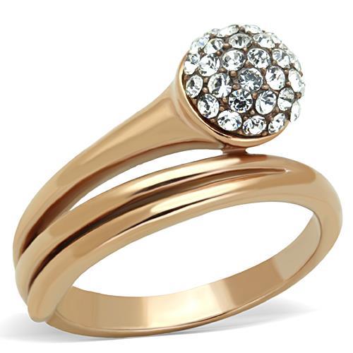TK1693 - IP Rose Gold(Ion Plating) Stainless Steel Ring with Top Grade Crystal  in Clear-0