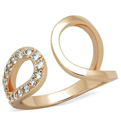 TK1694 - IP Rose Gold(Ion Plating) Stainless Steel Ring with AAA Grade CZ  in Clear-0