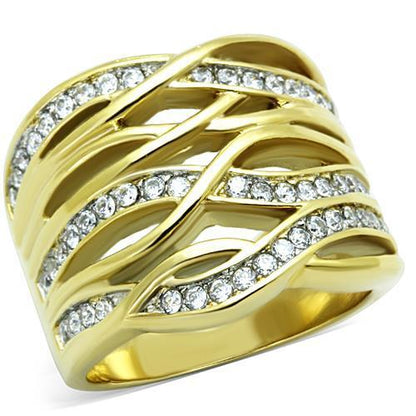 TK1699 - Two-Tone IP Gold (Ion Plating) Stainless Steel Ring with AAA Grade CZ  in Clear-0