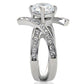 TK169 - High polished (no plating) Stainless Steel Ring with AAA Grade CZ  in Clear-4