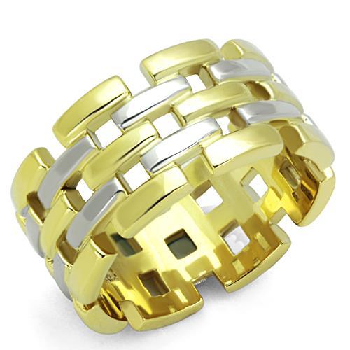 TK1705 - Two-Tone IP Gold (Ion Plating) Stainless Steel Ring with No Stone-0