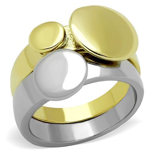 TK1706 - Two-Tone IP Gold (Ion Plating) Stainless Steel Ring with No Stone-0