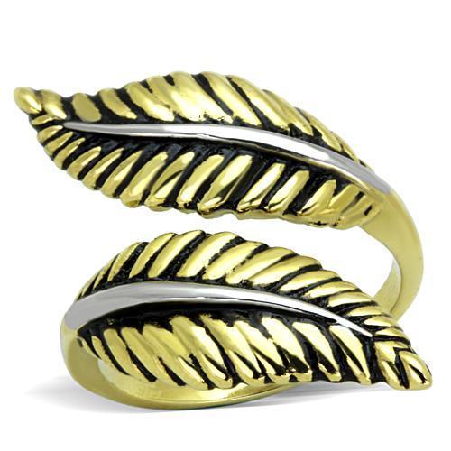 TK1707 - Two-Tone IP Gold (Ion Plating) Stainless Steel Ring with Epoxy  in Jet-0