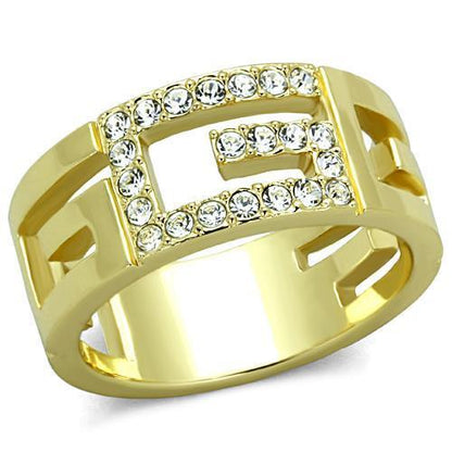 TK1712 - IP Gold(Ion Plating) Stainless Steel Ring with Top Grade Crystal  in Clear-0
