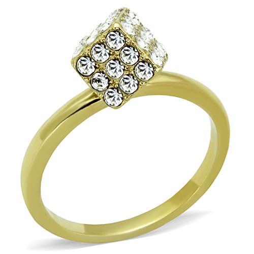 TK1725 - IP Gold(Ion Plating) Stainless Steel Ring with Top Grade Crystal  in Clear-0