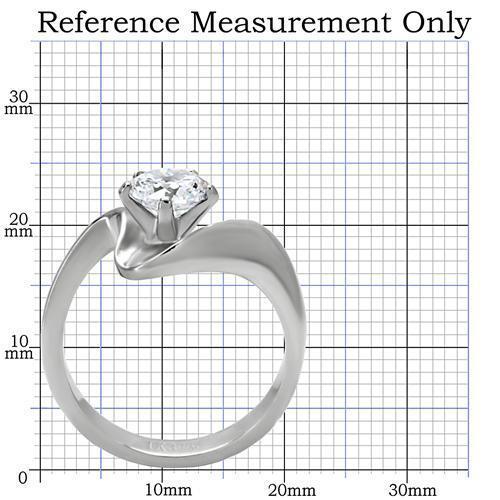TK172 - High polished (no plating) Stainless Steel Ring with AAA Grade CZ  in Clear-1