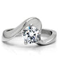 TK172 - High polished (no plating) Stainless Steel Ring with AAA Grade CZ  in Clear-2