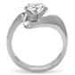 TK172 - High polished (no plating) Stainless Steel Ring with AAA Grade CZ  in Clear-3
