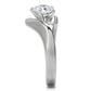 TK172 - High polished (no plating) Stainless Steel Ring with AAA Grade CZ  in Clear-4