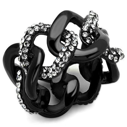 TK1731 - IP Black(Ion Plating) Stainless Steel Ring with Top Grade Crystal  in Black Diamond-0