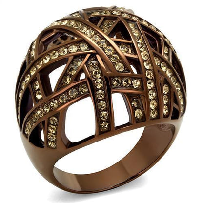 TK1734LC - IP Coffee light Stainless Steel Ring with Top Grade Crystal  in Citrine Yellow-0