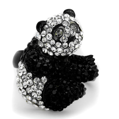 TK1735 - Two-Tone IP Black Stainless Steel Ring with Top Grade Crystal  in Black Diamond-0