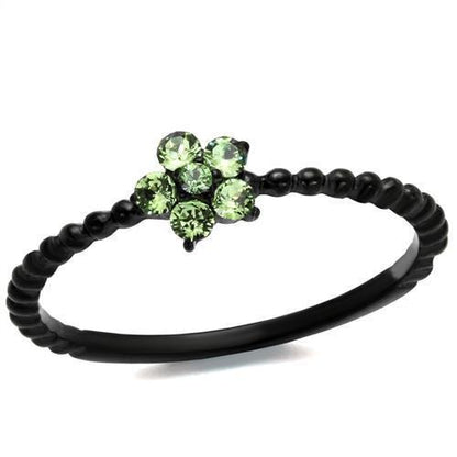 TK1739 - IP Black(Ion Plating) Stainless Steel Ring with Top Grade Crystal  in Peridot-0