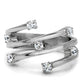 TK173 - High polished (no plating) Stainless Steel Ring with Top Grade Crystal  in Clear-2