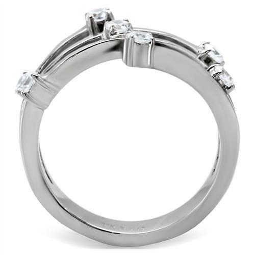 TK173 - High polished (no plating) Stainless Steel Ring with Top Grade Crystal  in Clear-3