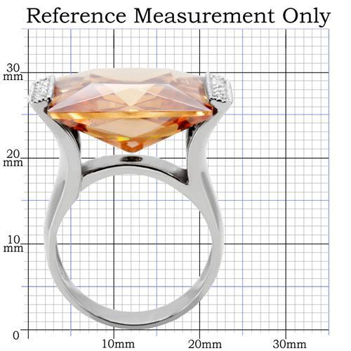 TK174 - High polished (no plating) Stainless Steel Ring with AAA Grade CZ  in Champagne-1