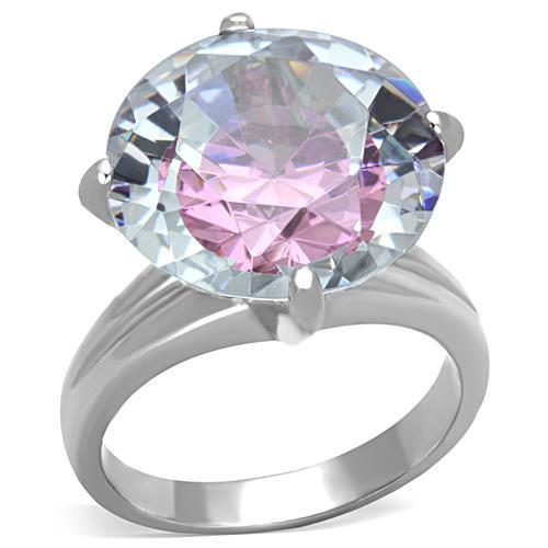 TK1751 High polished (no plating) Stainless Steel Ring with AAA Grade CZ in Multi Color-0