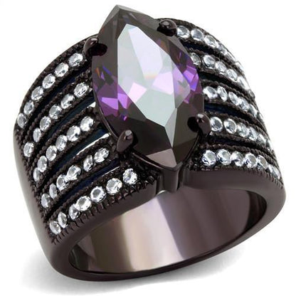 TK1752DC - IP Dark Brown (IP coffee) Stainless Steel Ring with AAA Grade CZ  in Amethyst-0