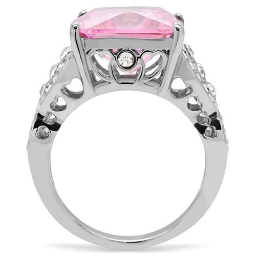 TK175 - High polished (no plating) Stainless Steel Ring with AAA Grade CZ  in Rose-3