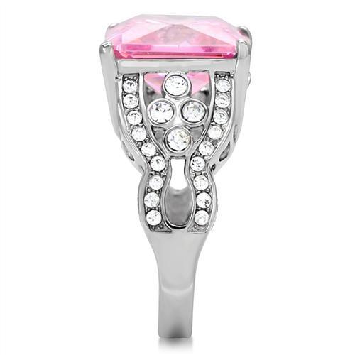 TK175 - High polished (no plating) Stainless Steel Ring with AAA Grade CZ  in Rose-4