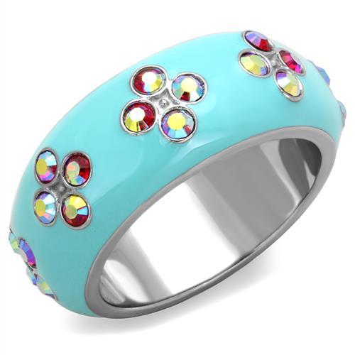 TK1768 - High polished (no plating) Stainless Steel Ring with Top Grade Crystal  in Light Rose-0