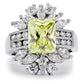 TK176 - High polished (no plating) Stainless Steel Ring with AAA Grade CZ  in Apple Green color-2