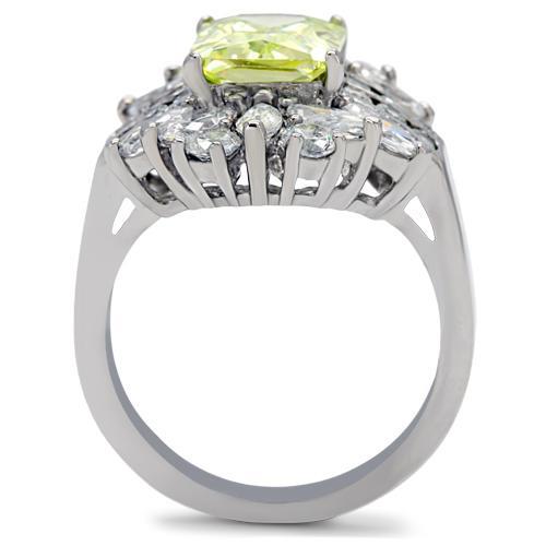 TK176 - High polished (no plating) Stainless Steel Ring with AAA Grade CZ  in Apple Green color-3