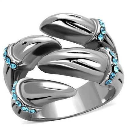 TK1779 - High polished (no plating) Stainless Steel Ring with Top Grade Crystal  in Sapphire-0