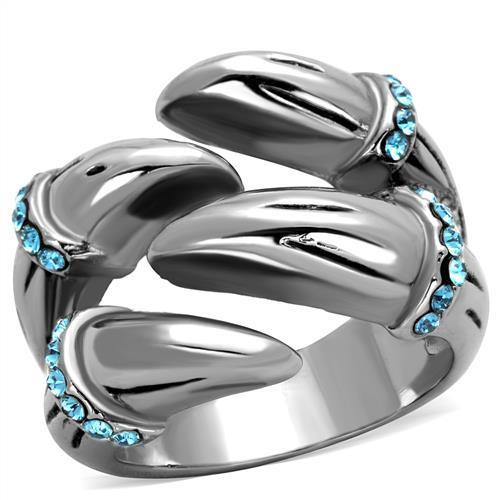 TK1779 - High polished (no plating) Stainless Steel Ring with Top Grade Crystal  in Sapphire-0