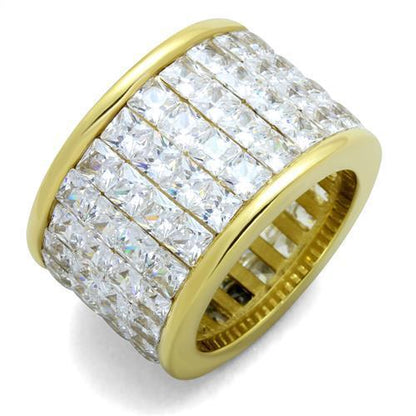 TK1783 - IP Gold(Ion Plating) Stainless Steel Ring with AAA Grade CZ  in Clear-0