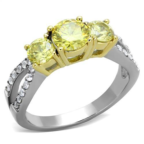 TK1795 - Two-Tone IP Gold (Ion Plating) Stainless Steel Ring with AAA Grade CZ  in Topaz-0