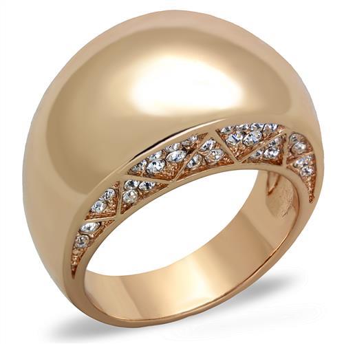 TK1798 - IP Rose Gold(Ion Plating) Stainless Steel Ring with Top Grade Crystal  in Clear-0