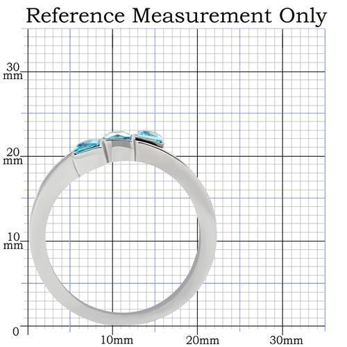 TK180 - High polished (no plating) Stainless Steel Ring with Synthetic Synthetic Glass in Sea Blue-1