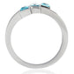 TK180 - High polished (no plating) Stainless Steel Ring with Synthetic Synthetic Glass in Sea Blue-3