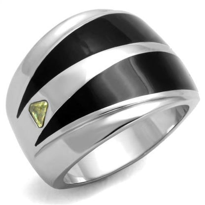 TK1815 - High polished (no plating) Stainless Steel Ring with AAA Grade CZ  in Topaz-0