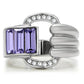 TK181 - High polished (no plating) Stainless Steel Ring with Top Grade Crystal  in Tanzanite-2