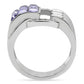 TK181 - High polished (no plating) Stainless Steel Ring with Top Grade Crystal  in Tanzanite-3