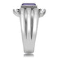 TK181 - High polished (no plating) Stainless Steel Ring with Top Grade Crystal  in Tanzanite-4